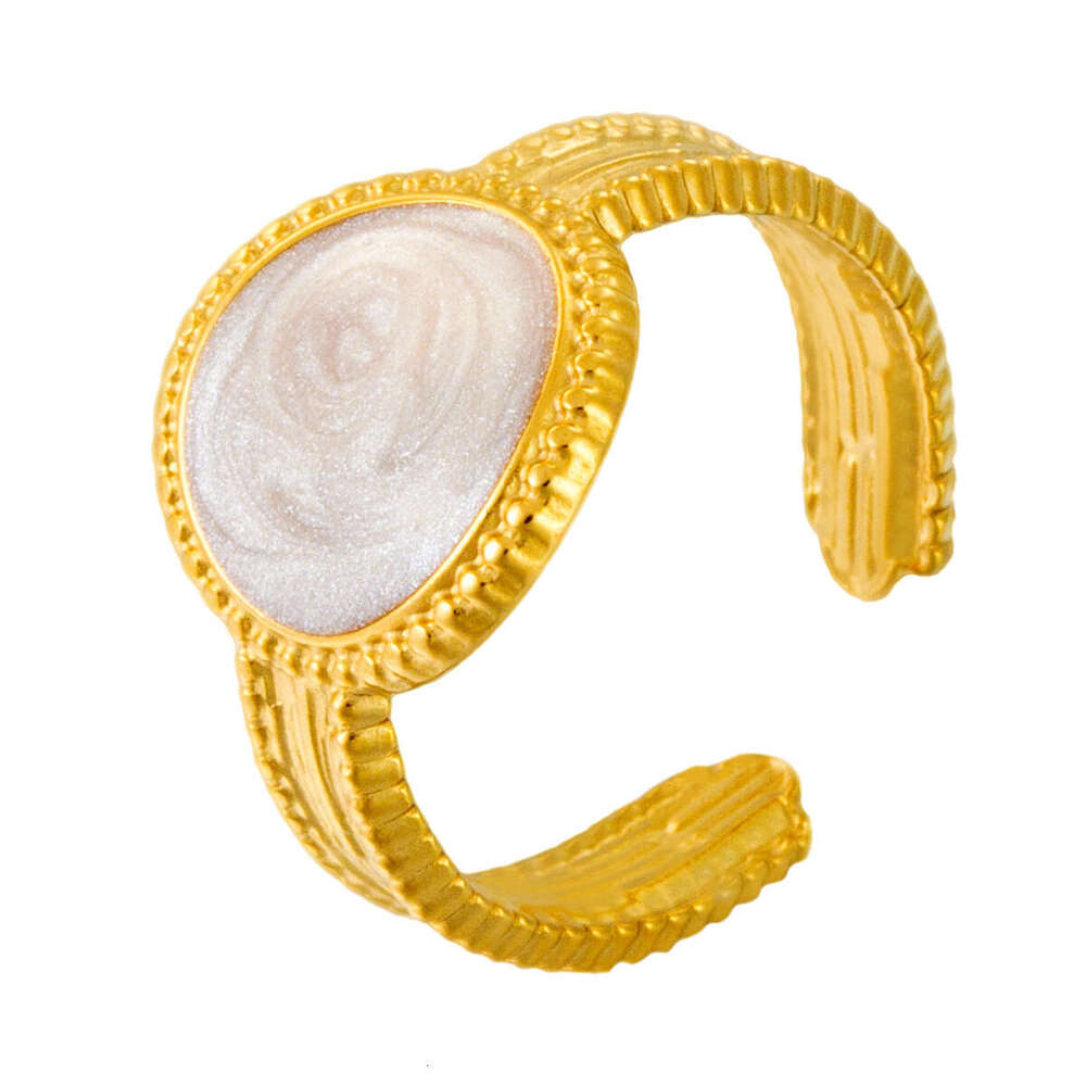 Stainless Steel Open Ring with Oil-Drop Design - Unisex Elegant Pendant Jewelry