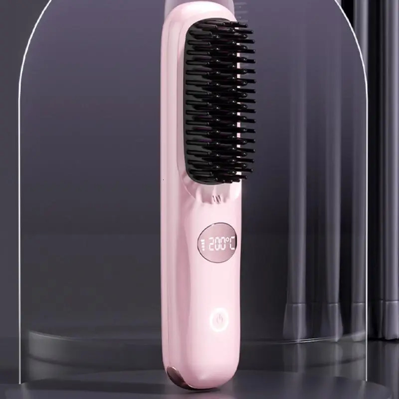Hair Straightener Brush USB Charging Smoothing Hair Brush Portable Hair Straightener Hair Straightener Straightening Brush for 250605