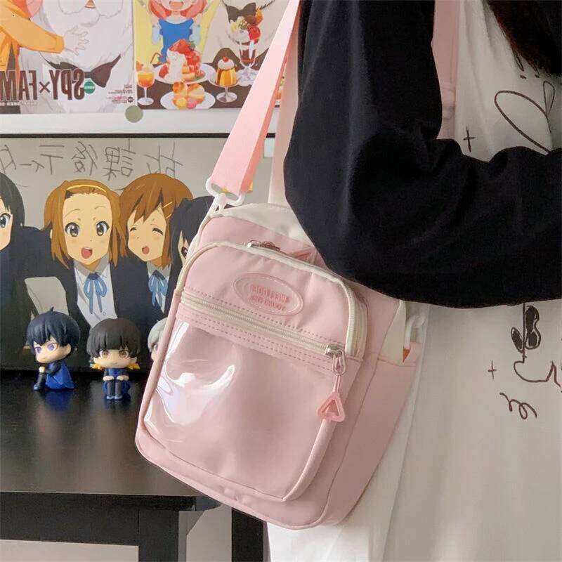 Xiuya Pink Cute Shoulder For Women Small Japanese Style Fashion Handbag Casual Simple Transparent Daily Female Bag