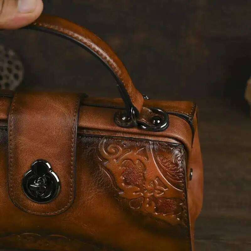 Vintage Emed Handmade Designer Women's Leather Shoulder Crossbody Bag Female Purse 2025 NEW