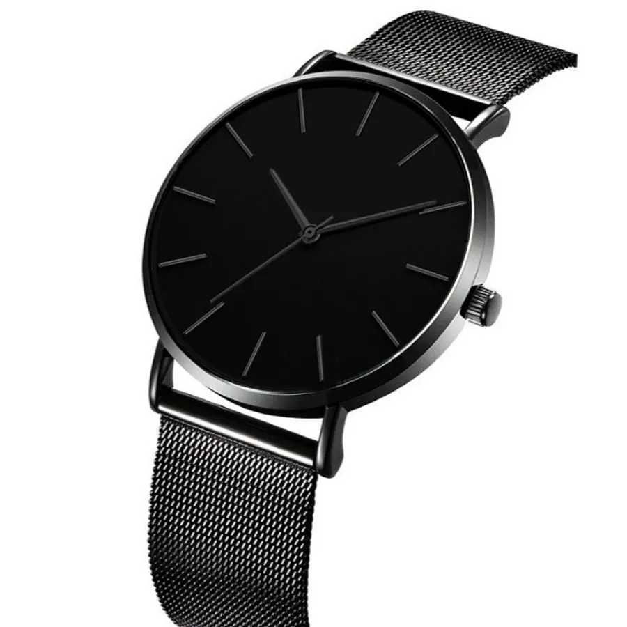 Korean version of minimalist ultra-thin couple watch with mesh scale fashionable mens and womens quartz watch gift party watch Y250605