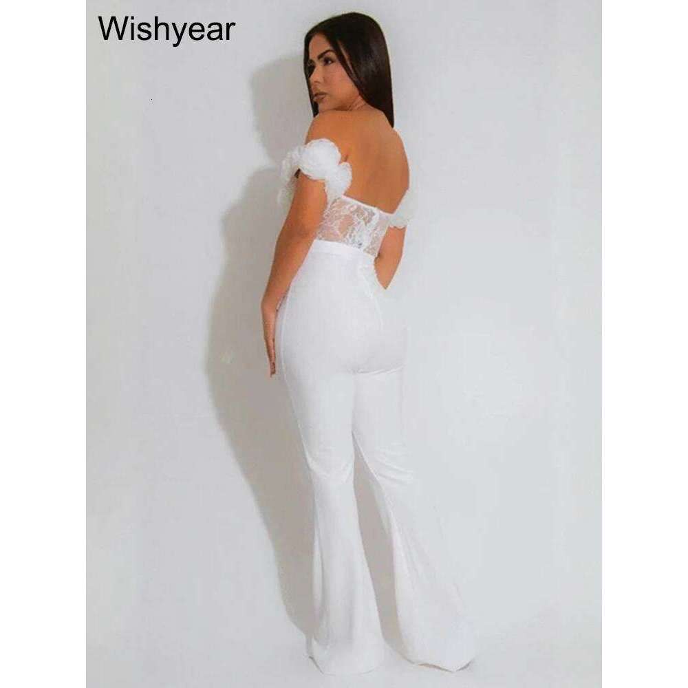 New Women Sexy Lace Corset Off Shoulder Backless Jumpsuit Rompers Elegant Night Club Overalls Evening Party One Pieces Outfits