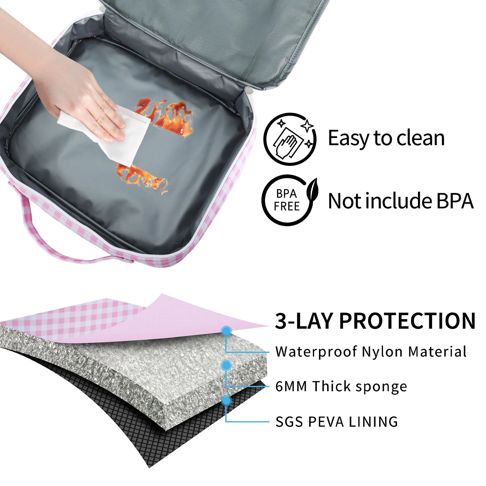 Lunch Bag Ruffle Plaid Insulated Cooler Box Kid Child School Thermal Food Tote Women Waterproof Leakproof Portable Reusable 250530