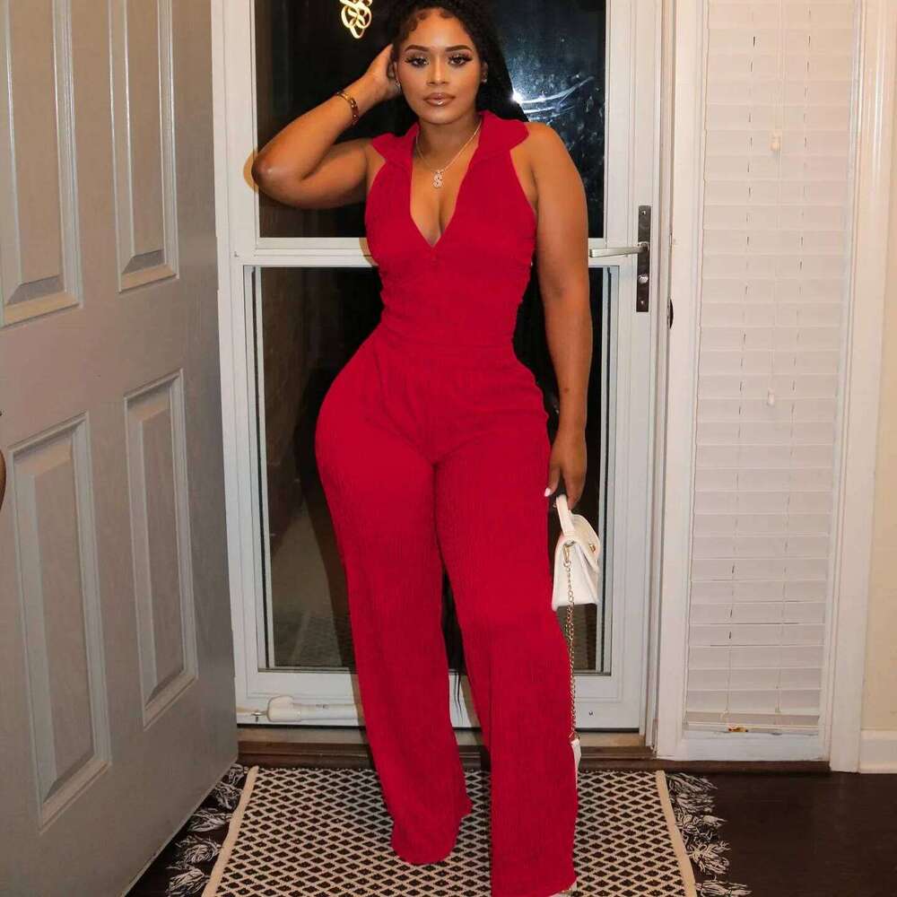 Women's Two-piece Lapel Sleeveless Top Pleated Casual Pants Set for Summer 2025