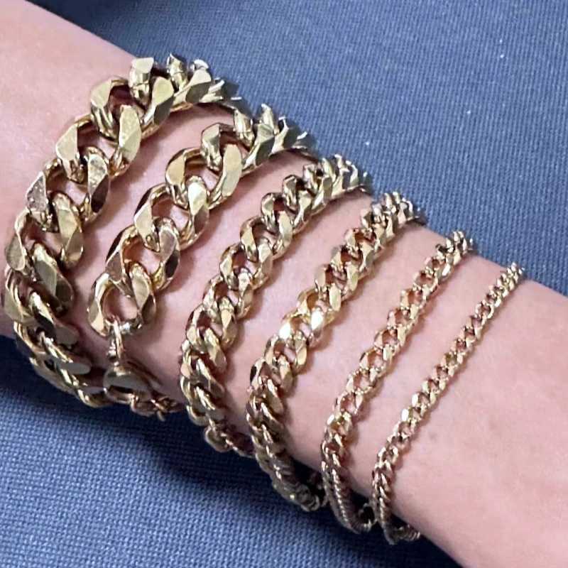 3MM-15MM Thick Stainless Steel Cuban Chain Bracelet For Men Adjustable Size Trend Accessory Jewelry Hand Chains W250606