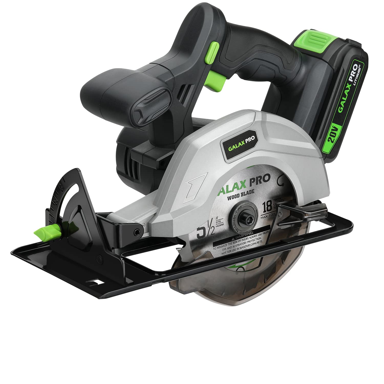 GALAX PRO Circular Saw, 140mm Cordless Circular Saw 20V with 2 Blades (18T+48T), 3800RPM Variable Speed, Includes 2.0Ah Lithium Battery and Charger