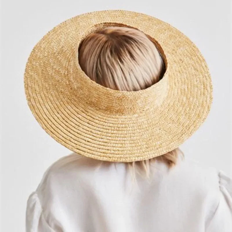 Summer Empty Top Round Sun Hats for Women Elegant Wide Large Brim Beach Straw Hat Casual Panama Caps Uv Protection Cap Sombrero 250603