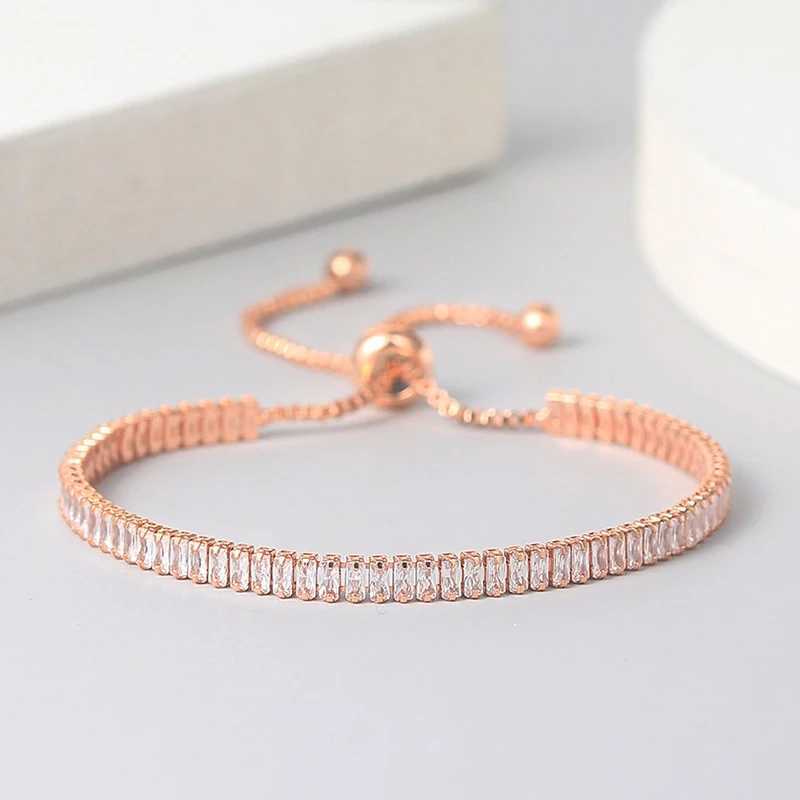 Adjustable Tennis CZ Bracelet for Women Sparking Zircon Rose Gold Color Bracelet on Hand Gift for Friends Fashion Jewelry H017 W250606