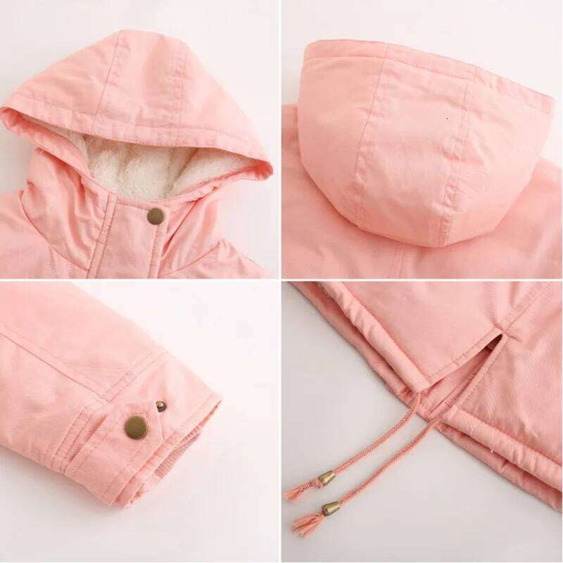 New In Winter Jacket Women 2024 Fashion Outwear Hooded Parkas Drawstring Pockets Plus Veet Thick Warm Female Padded Coats