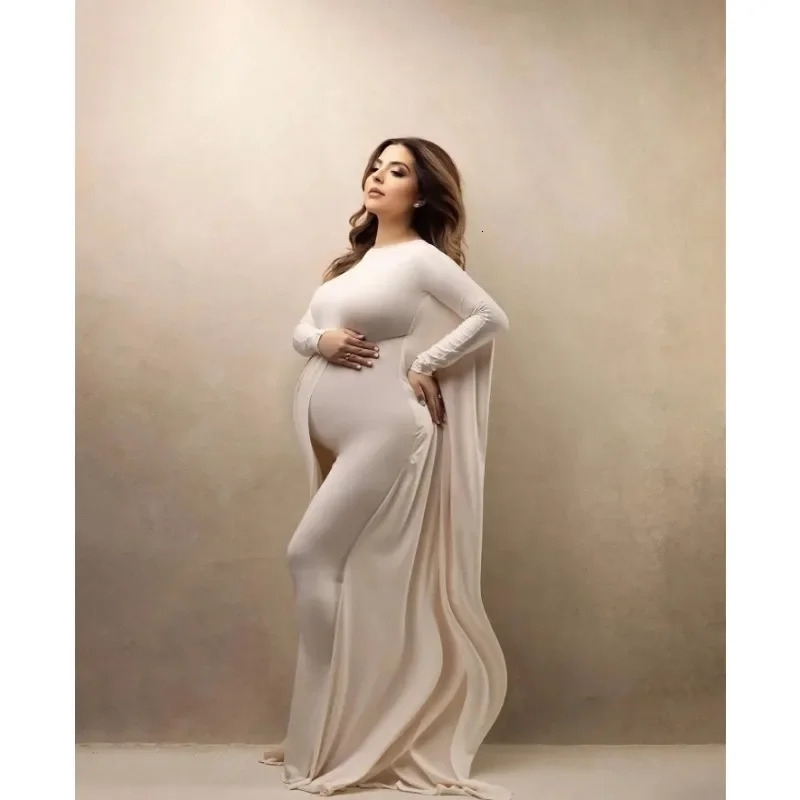 Maternity Pography Props Dress Elastic Fabric Bat Shirt Suitable For Taking Pos Pregnant Women Family Party Goddess Dress 250530