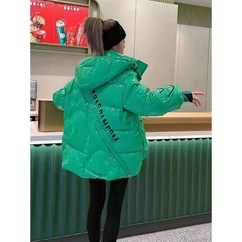 Cotton Short 2025 Down Winter New Loose Thick Hooded Bright Wash in Jacket Outside To Wear Simple Comfort Coat