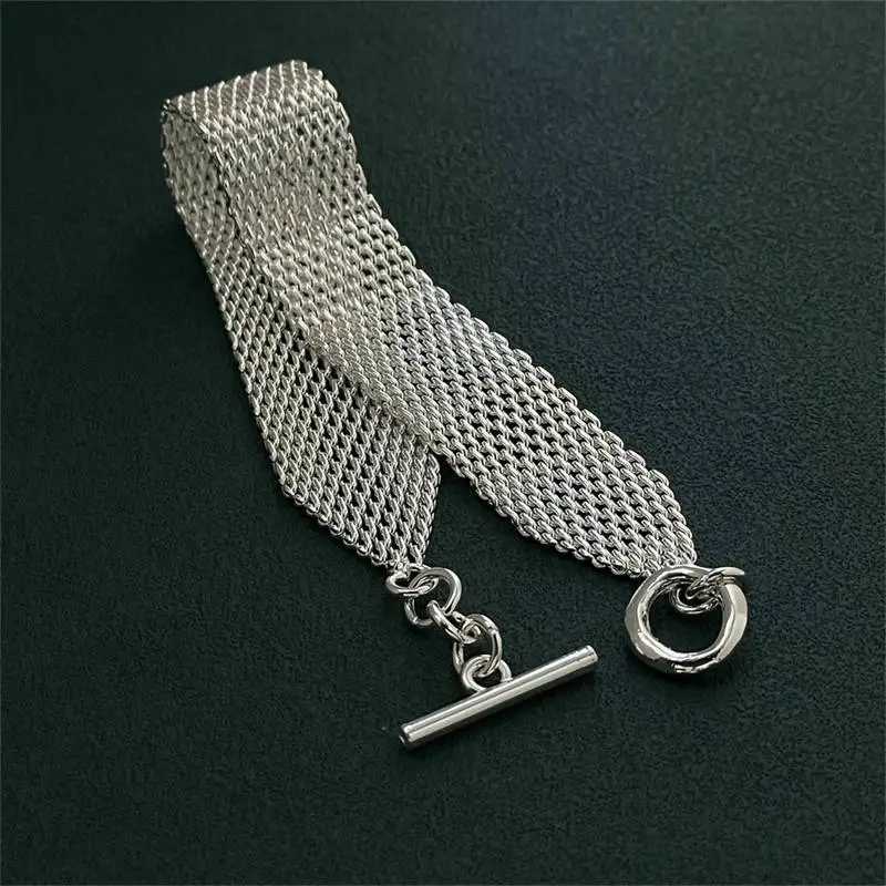 925 Sterling Silver Watchband Network Mesh Chain Bracelet For Women Men Charm Wedding Engagement Party Jewelry W250606
