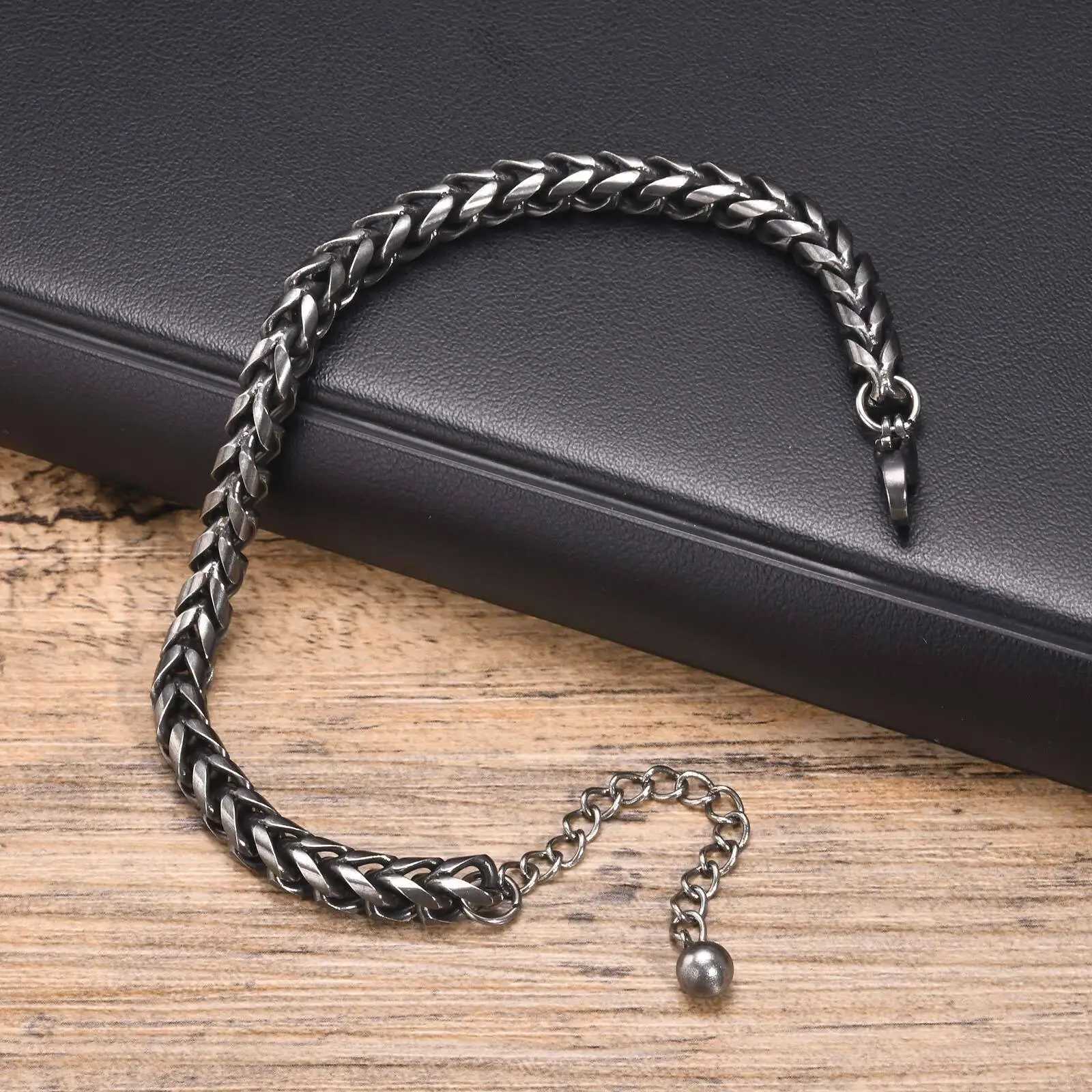 Retro Chain Bracelets for Men Boys Waterproof Stainless Steel Chain Links Wristband Classic Punk Vintage Jewelry Gifts W250606