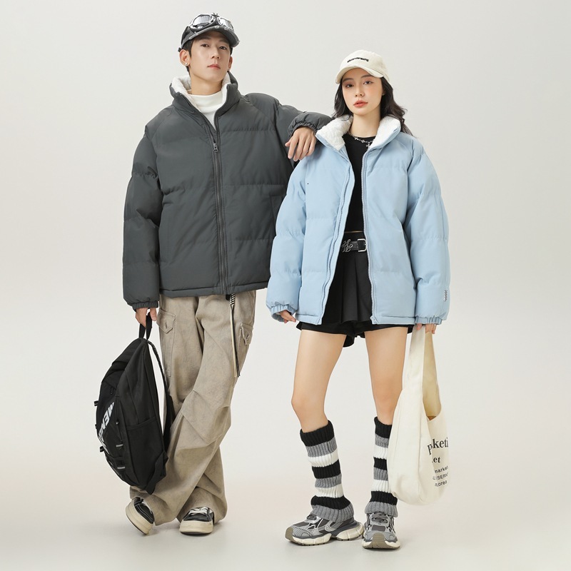 Ddmyoutdoor Thickened Warm Stand Up Collar Cotton Solid Color Unisex American Trend Versatile Korean Version Jacket Bread Jacket Jackets