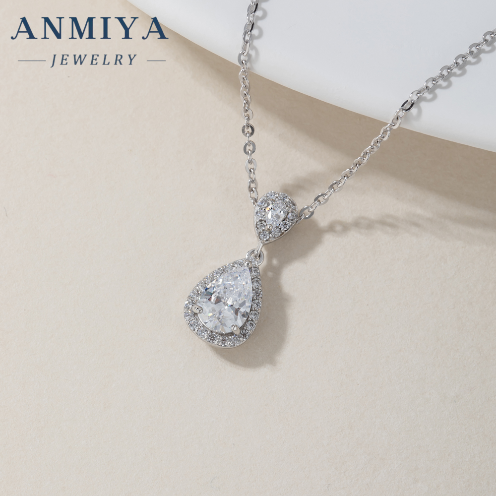 Latest Design Water Drop Shaper Cz Stone Zircon 925 Silver Engagement Earrings Set for Couple Women Hypoallergenic