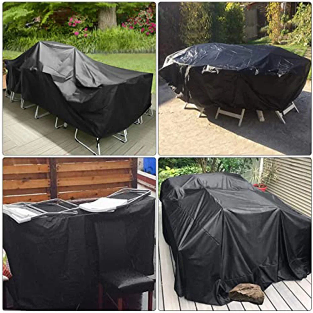 210D Heavy duty Waterproof Patio Furniture Cover Rectangular Garden Rain Snow Outdoor Cover for Sofa Table Chair Wind-Proof 250530