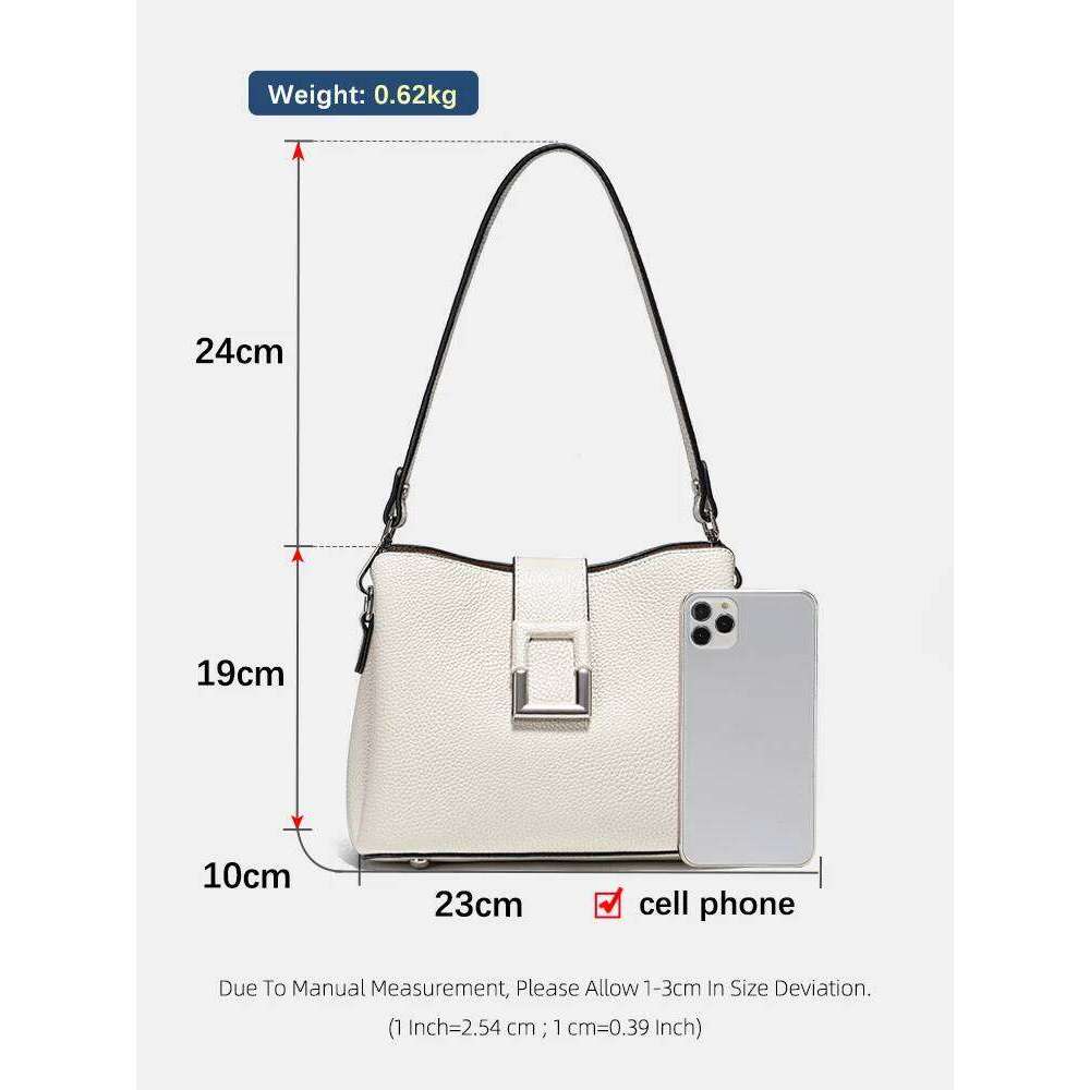 Zency Genuine Leather White Designer Noble Shopper Shoulder Commuter Large Handbag Women Tote Bucket Cross Body Bag 2025/06/06
