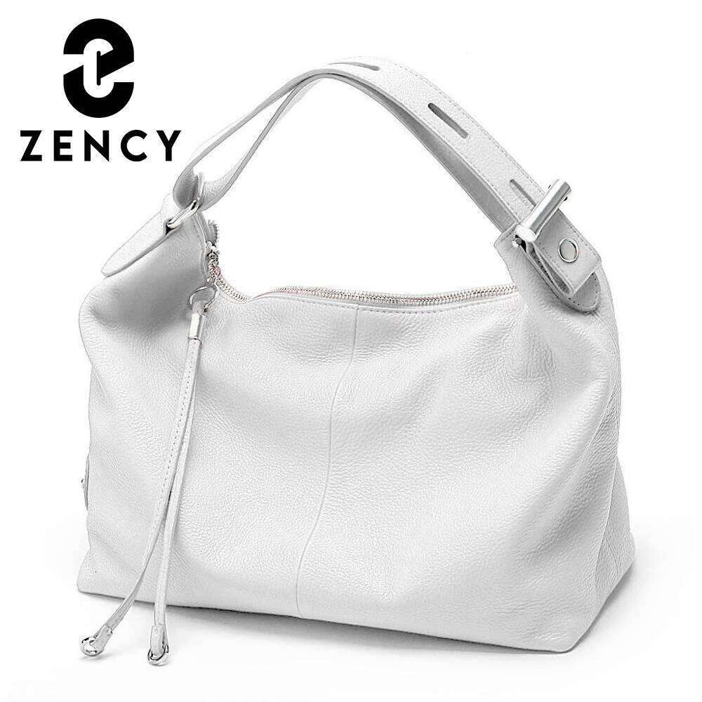 Zency 100% Genuine Leather Women Hobo Bag White Lady Tassel Shoulder Bags Classic Red Handbag Crossbody Purse 2024 Trendy 2025/06/06