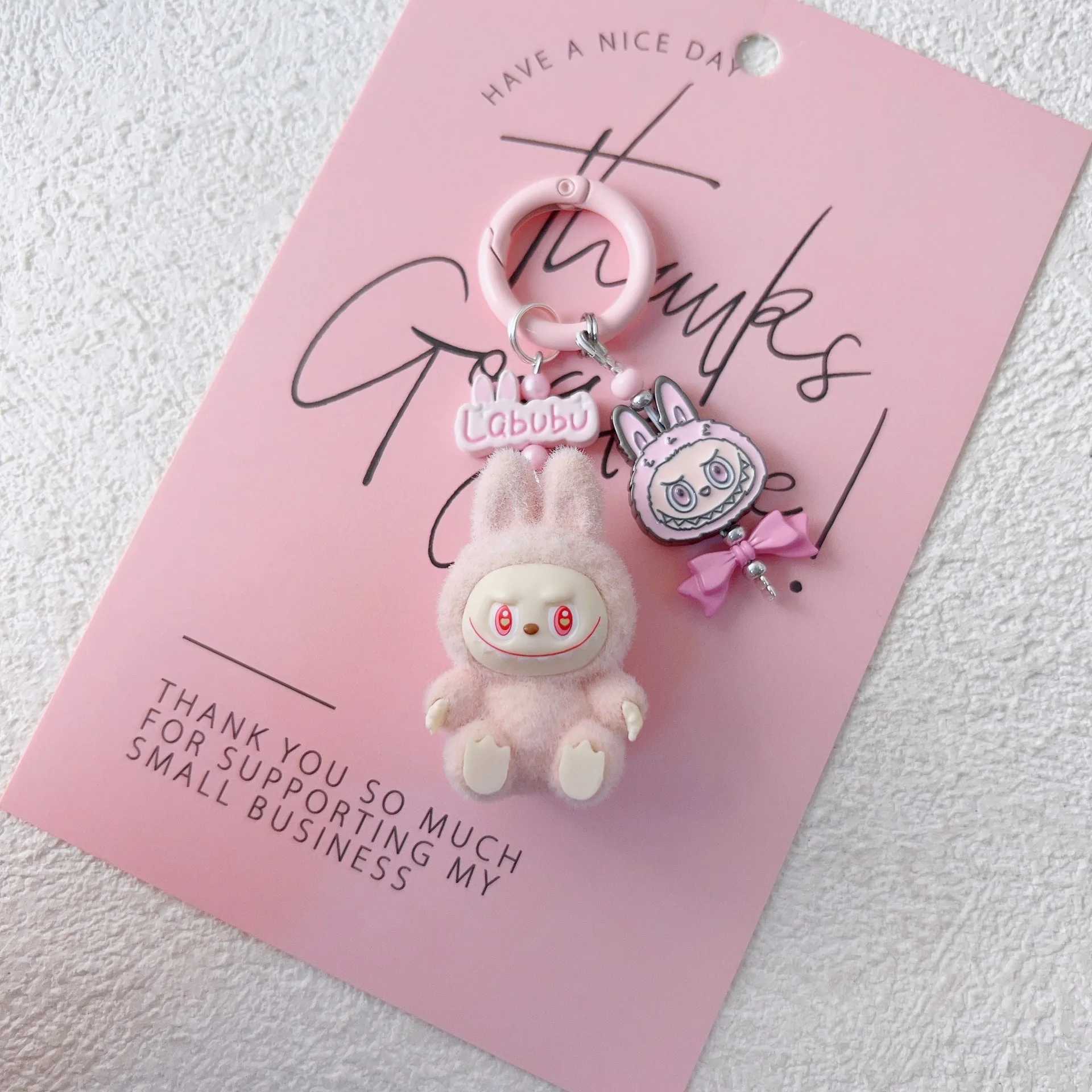 New Labubu Doll Vinyl Mobile Pendant Keychain Handmade DIY Car Pendant Christmas Gift X250606