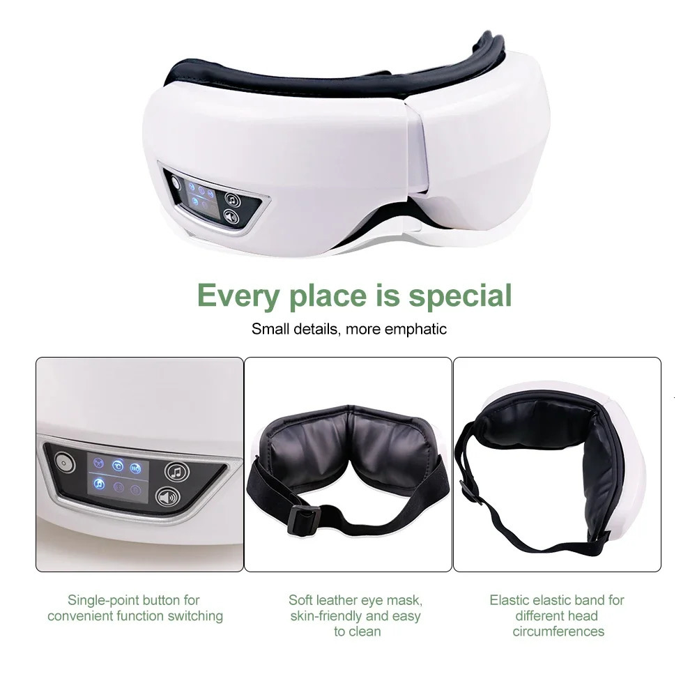 6D Smart Vibration Airbag Compress Eye Massager Eye Care Instrument Bluetooth Music Eye Massage Glasses Eye Relax Fatigue Pouch 250603