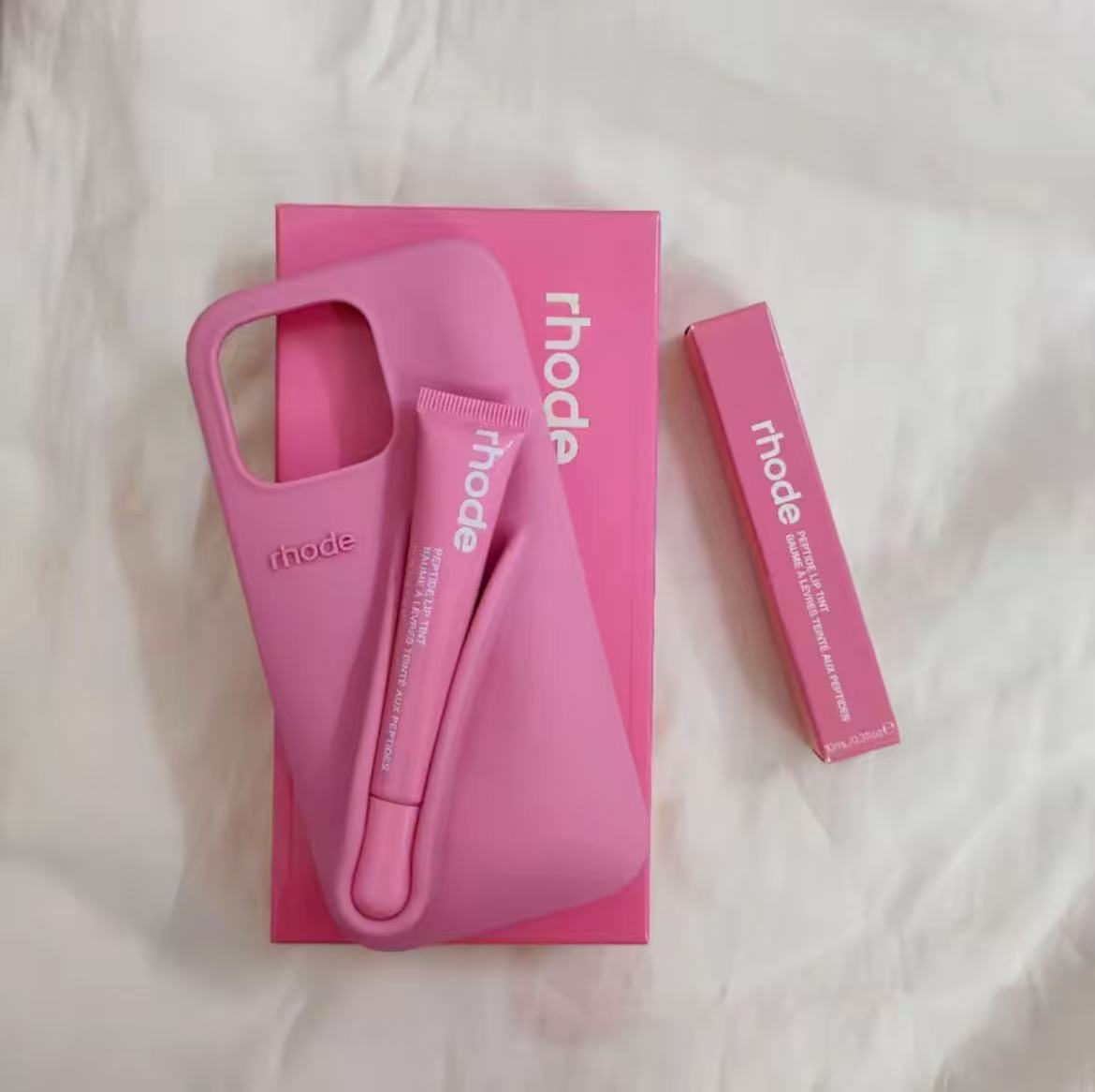 Rhode Soft Silicone INS Hot Phone Case for iPhone 16E 16 15 14 Plus 13 12 11 Pro Max Portable Lip Gloss Holder Protection Cover