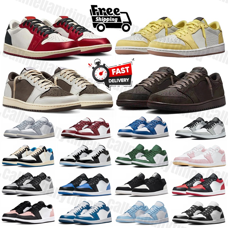 designer shoes 1 Low Reverse Mocha Basketball Shoes Triple White Shadow University Blue UNC Light Smoky Grey Outdoors Mens Women sneakers 36-45