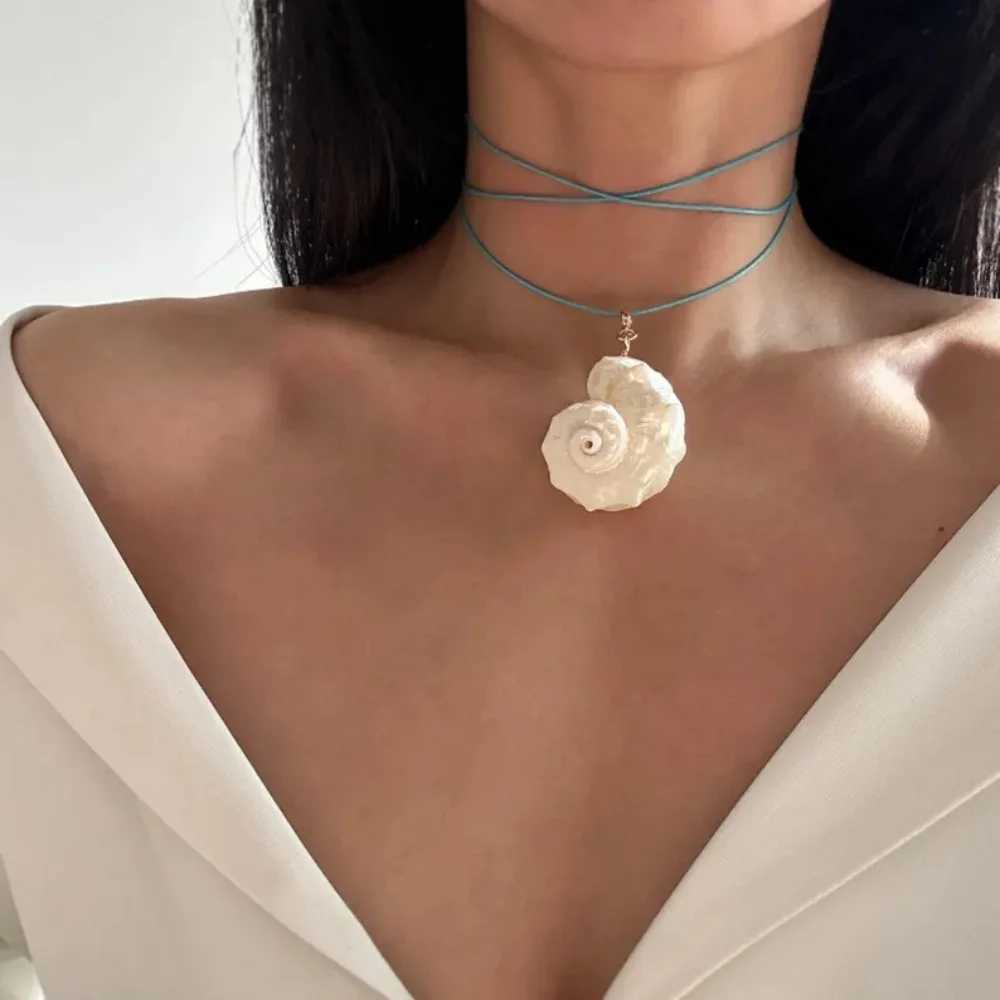 Natural Shell Conch Pendant Necklace Womens Summer Beach Jewelry Gift Y250605