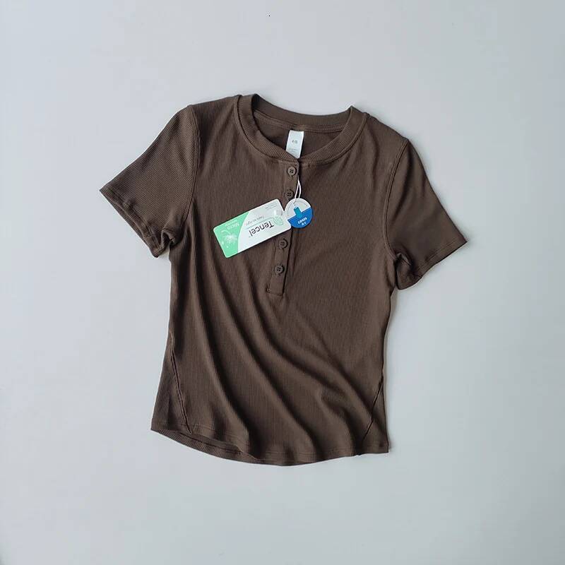 Lanjing Modal Henry Shirt Yoga Sport Top for Women Slim Breathable Fiess Spring and Summer Short Sleeve Clothing