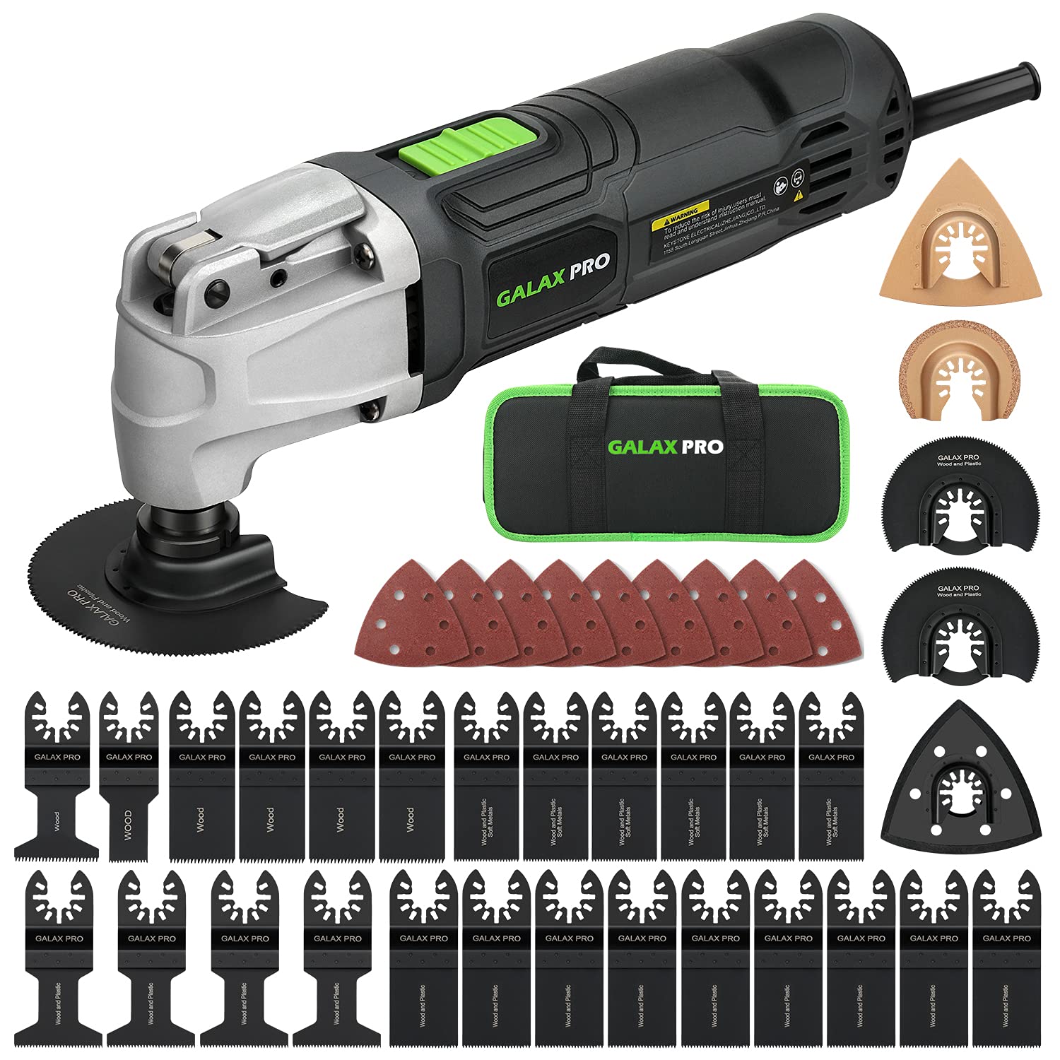 GALAX PRO Oscillating Tool, 260W 6 Variable Speed Oscillating Multi-Tool Kit with Quick-Lock Accessory Change, Oscillating Angle:3°, 40pcs Accessories