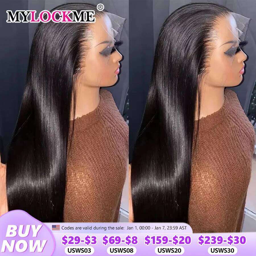 Straight 180%Density 13x4 13x6 Transparent Frontal Wigs for Women Human Hair 360 Lace Front Wig