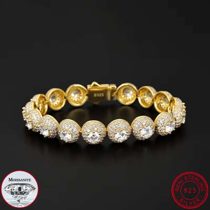 High Quality Unisex Iced Out Round VVS1 Moissanite Cuban Chain Necklace For Men in 925 Sterling Silver