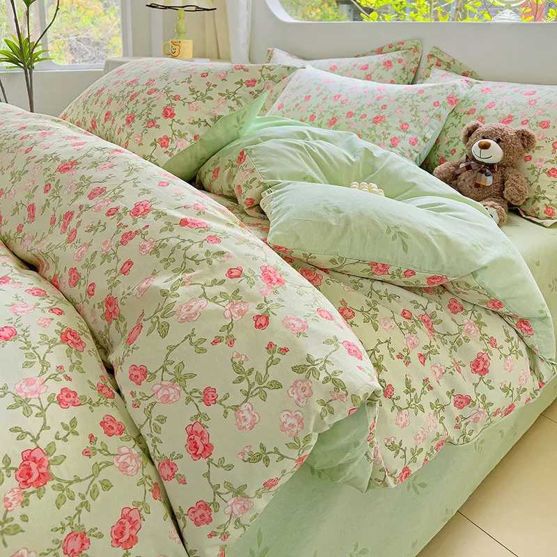 Comforter Botanical Flowers Garden Ultra Soft Breathable 100% Nature Cotton Bedding Sets With Flat/Fitted Sheet 2 Pillowcases T250606