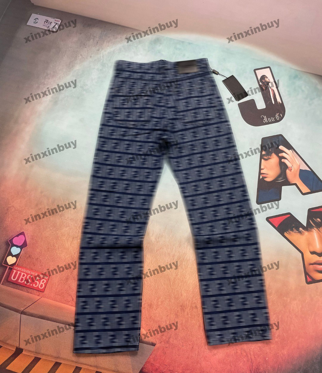 xinxinbuy Men women designer jeans pant roma Double letter jacquard Paris denim Casual pants black blue gray green S-3XL