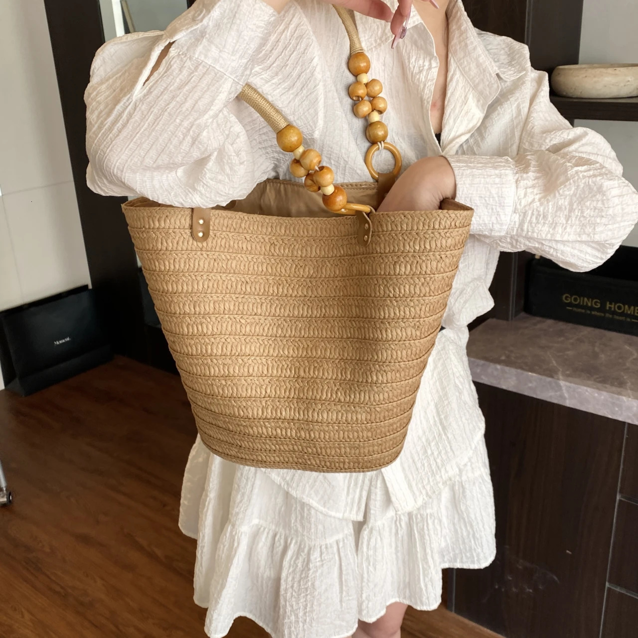 Straw Beach Bag Large Capacity Shoulder Bag For Women Summer Handbag Shopper Basket 250530