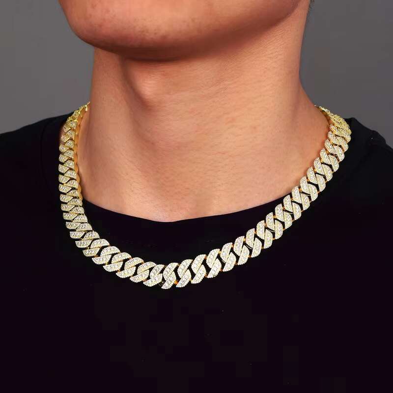 14MM Silver 925 Cuban Link Chain Iced Out VVS Moissanite Diamond Rhombus Chain Necklace Men Hiphop Necklace 2023