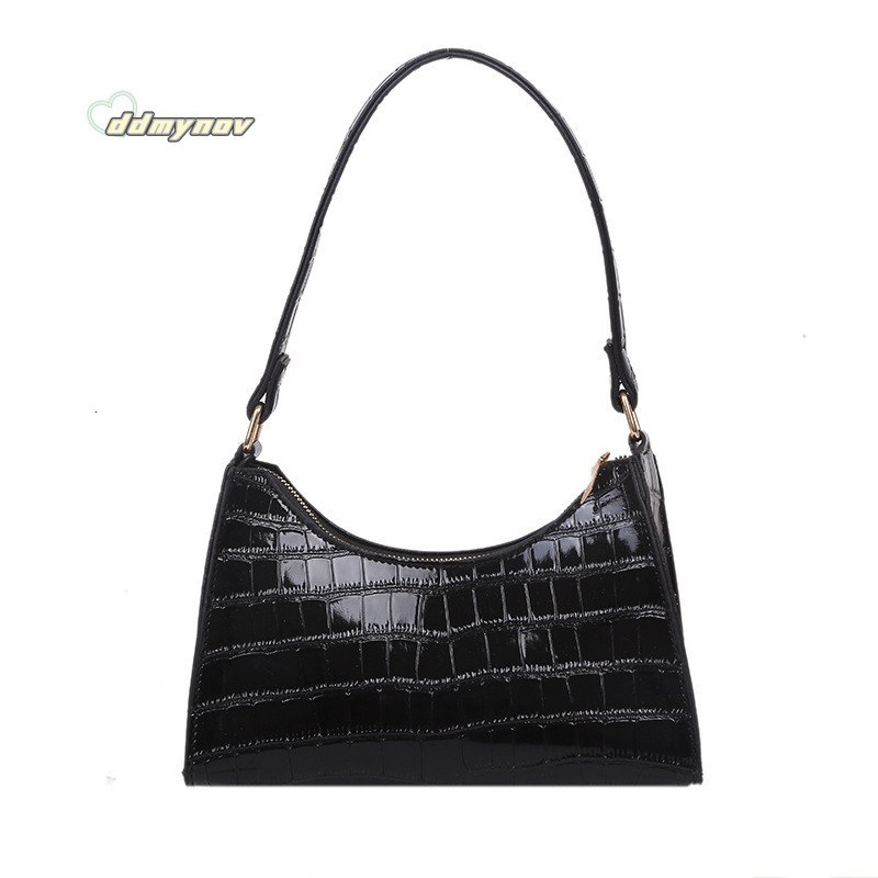 Niche Trendy Underarm for Women New Fashion Crocodile Pattern Versatile Shoulder Baguette Bag