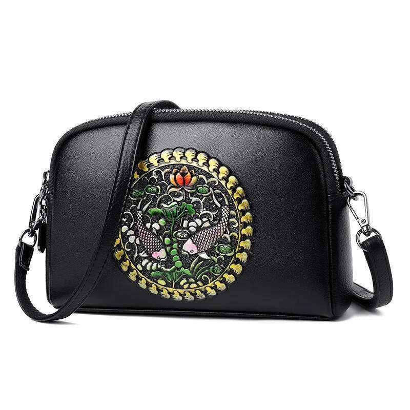 Designer Wrist Women Relief Shoulder Bag Retro Small Fashionable Mommy Phone Pocket High-Quality Leather Crossbody Purse New