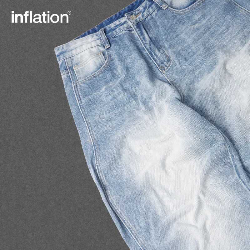INFLATION Brand Baggy Wide Leg Boyfriend Jeans Unisex Vintage Washed Blue Denim Trousers Male Pants Plus Size Z250605