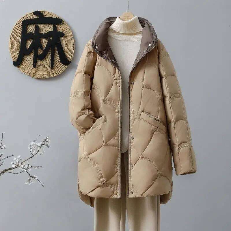 Big Size 5XL 6XL 2023 New Autumn Winter Women X-Long Down Jackets Thicken Keep Warm Ultra Lightweight Korean Fashion Coats