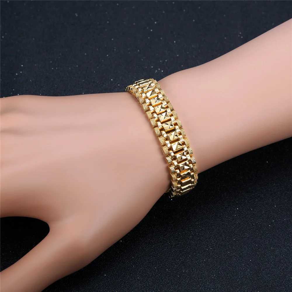8/12MM Wide Chunky Chain Bracelet Wholesale Bracelet Trendy Gold Color Watchband Bracelets for Women Men Wristband Jewelry W250606