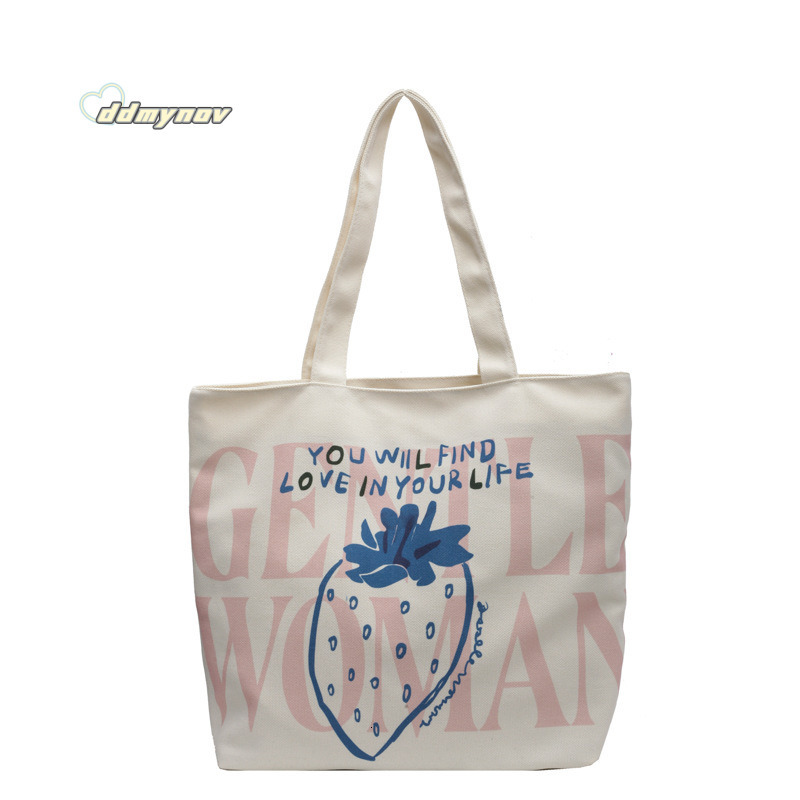 Large Capacity Letter Canvas for Women, Summer New Trendy Fashion Single Shoulder Tote Bag, Outdoor Handheld Shopping Bag ddmynov