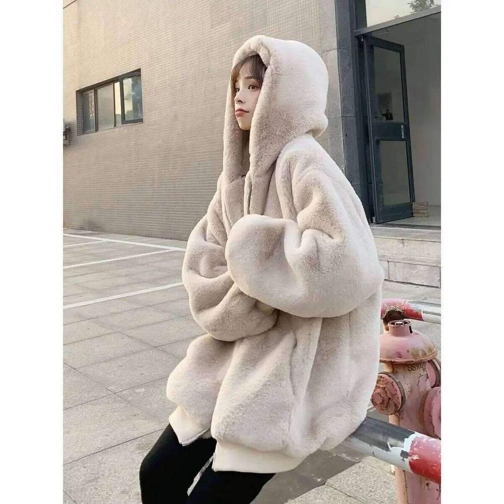 Women Thick Faux Jacket Colorblock Autumn Winter Maxi Coat Hooded Warm Belt Fur Parkas Bontjas Furry Outerwear
