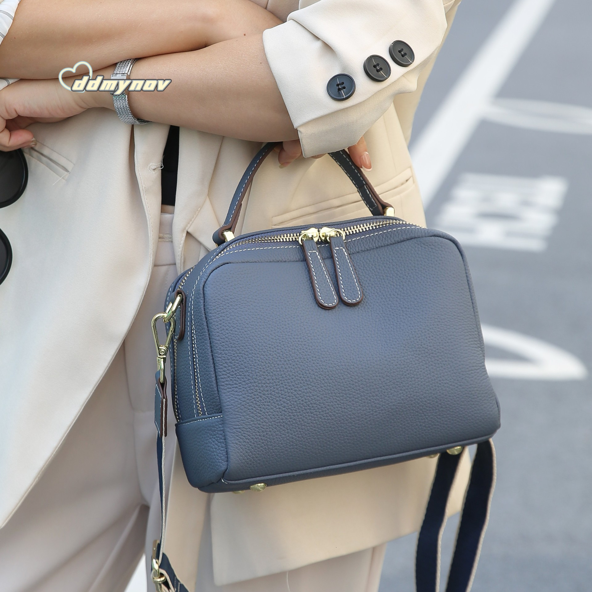 Top Layer Cowhide Handbag 2025 New Genuine Leather Women's High-end Single Shoulder Crossbody Small Square Bag ddmynov