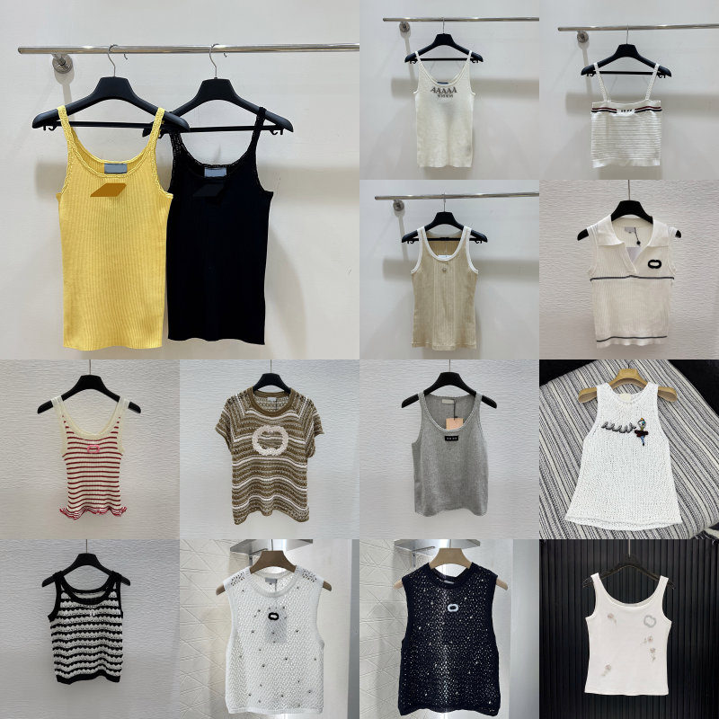 Designer Women Knitted Camisole Luxury Letter Embroidered Tank Tops Summer Breathable Indoor Casual Daily Outfit Tops