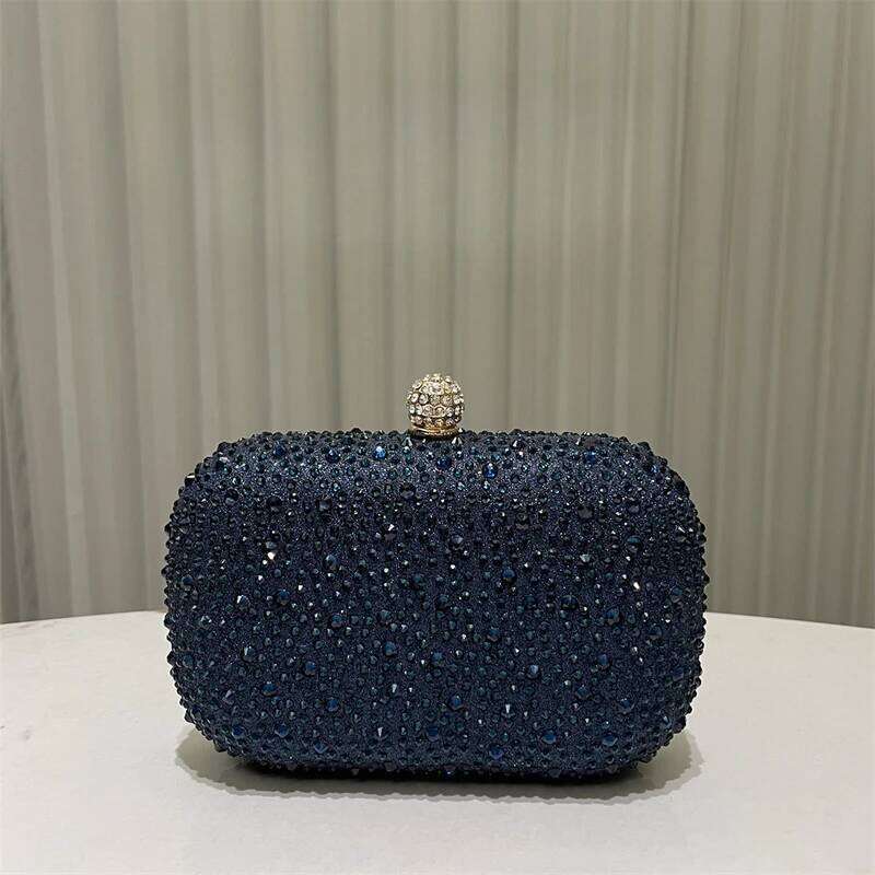 Small Emerald Rhinestone Purse Women's Round Box Shaped Evening Bags Elegant Formal Party Stylish Ladies Handbag Sier Clutch