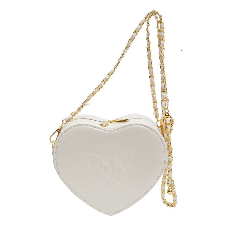 Free Shipping Designer Bag New Heart-shaped Fashionable Butterfly Printed Trendy Love For Women Niche Design Chain Crossbody Bag