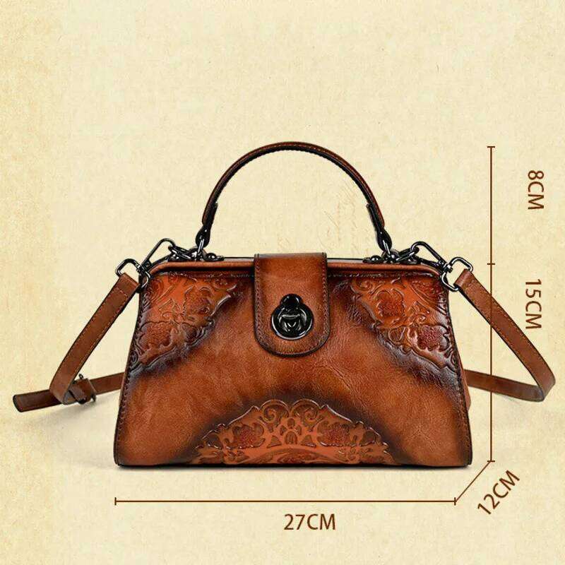 Vintage Emed Handmade Designer Women's Leather Shoulder Crossbody Bag Female Purse 2025 NEW