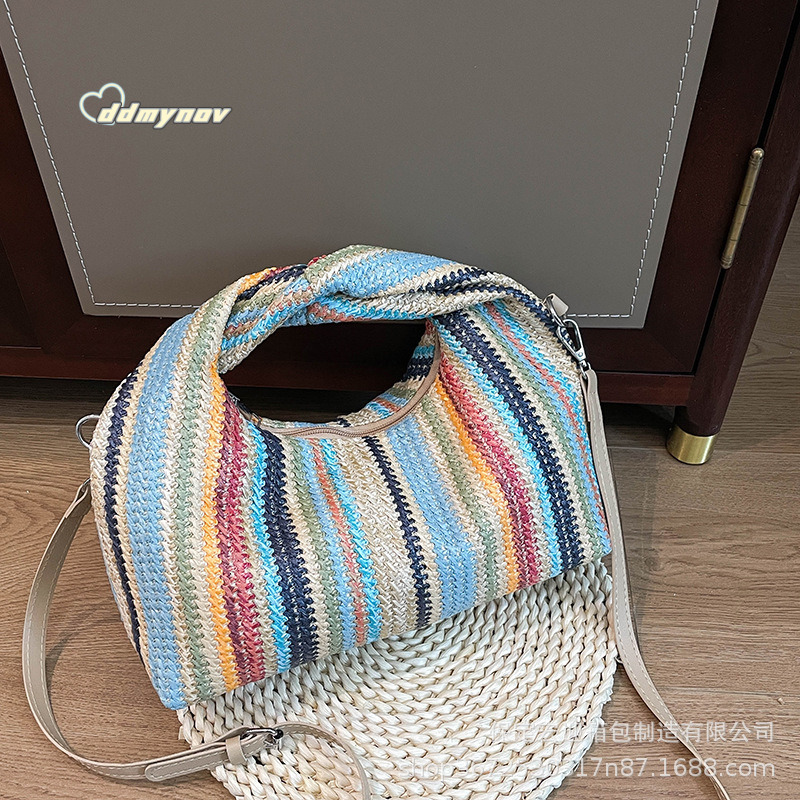 Women's Fashion 2025 New Straw Woven Shoulder Handbag Underarm Bag for Women ddmynov