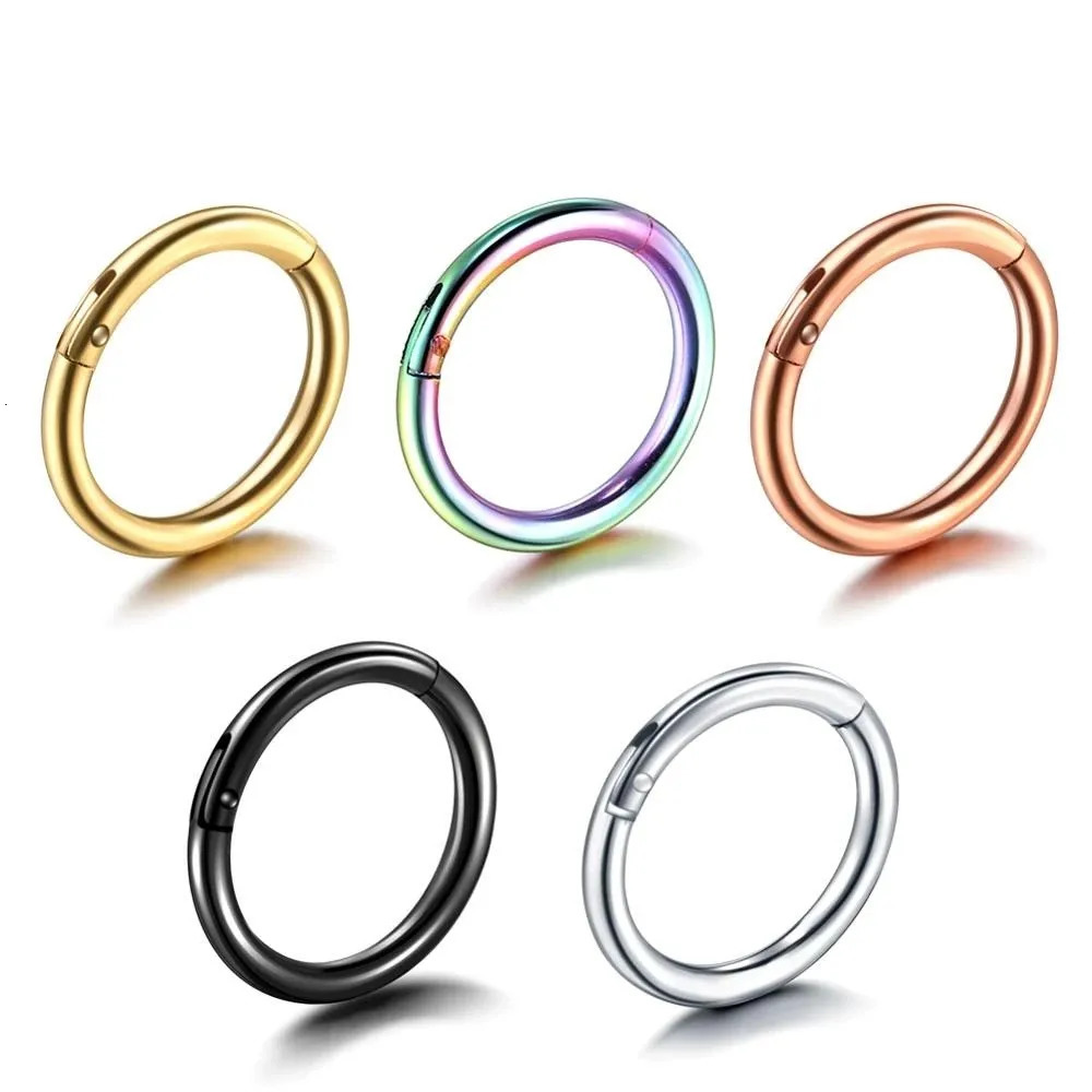 Nose Rings Septum Piercing Clicker Nose Hoops Piercings Hinged Segment Rings Helix Piercing Unisex Body Jewelry Earring 250605