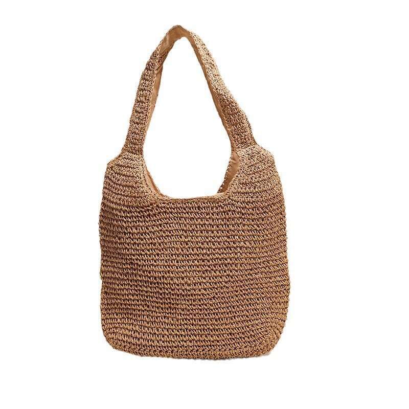 New Large Capacity Single Shoulder Simple Straw Woven Vacation Beach Casual Women's Bag B5